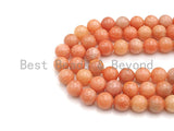 NEW STONE!! High Quality Natural Peach Calcite Beads, 8mm/10mm Round Smooth Orange Beads, 15.5 Full Strand, sku#U804