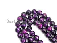 High Quality Natural Faceted Tiger Eye Round Beads, 6mm/8mm/10mm/12mm Round Beads, Puple Tiger Eye Beads, 15inch Full strand, SKU#UA36