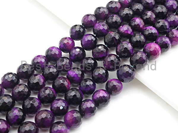 High Quality Natural Faceted Tiger Eye Round Beads, 6mm/8mm/10mm/12mm Round Beads, Puple Tiger Eye Beads, 15inch Full strand, SKU#UA36
