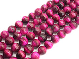 High Quality Natural Faceted Tiger Eye Round Beads, 6mm/8mm/10mm/12mm Round Beads, Fuchsia Tiger Eye Beads, 15inch Full strand, SKU#UA38