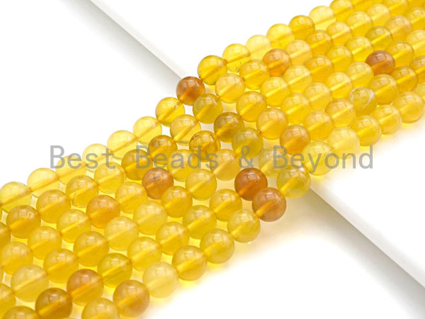 High Quality Natural Yellow Opal Beads, 6mm/8mm/10mm Round Smooth Yellow Gemstone Beads, 15.5" Full Strand, Sku#U807