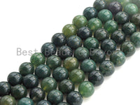 Natural Moss Agate, Round Smooth 6mm/8mm/10mm/12mm, Green Gemstone beads,15.5" Full Strand, sku#U635 Bestbeads&Beyond