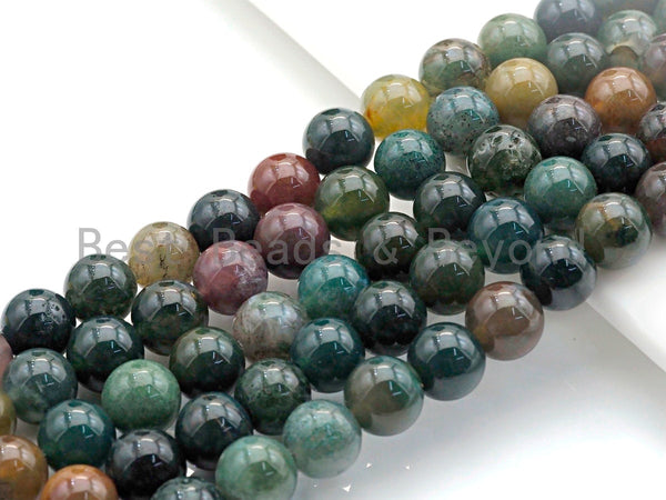 Natural Indian Agate, Round Smooth 6mm/8mm/10mm/12mm, 15.5" Full Strand, sku#U636