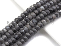 2mm Large Hole Natural Larvikite Beads, Rondelle Faceted 6x10mm/5x8mm, 8" Long Strands, sku#U697