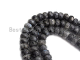 2mm Large Hole Natural Larvikite Beads, Rondelle Faceted 6x10mm/5x8mm, 8" Long Strands, sku#U697