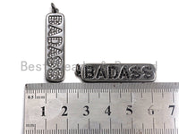 CZ Badass Micro Pave Long Bar Alphabet Pendant, Cubic Zirconia Strip Pendant, Micro pave letter pendant, 9x27mm, sku#X137