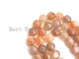 Mystic High Quality Natural Peach Moonstone, 8mm/10mm/12mm Moonstone Round Faceted, 15.5" Full Strand, Sku#U724