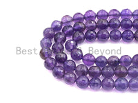 High Quality Natural Amethyst Round Faceted Beads, 4mm/6mm/8mm/10mm/12mm Amethyst Beads, 15.5" Full Strand, sku#U726