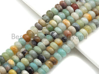 2mm Large Hole Natural Amazonite Beads, Rondelle Faceted 6x10mm/5x8mm, 8" Long Strands, sku#U709