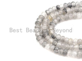 2mm Large Hole Natural Cloudy Quartz Beads, Rondelle Faceted 6x10mm/5x8mm, 8" Long Strands, sku#U711