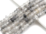 2mm Large Hole Natural Cloudy Quartz Beads, Rondelle Faceted 6x10mm/5x8mm, 8" Long Strands, sku#U711