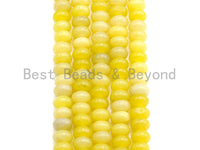 2mm Large Hole Natural Lemon Jade Beads, Rondelle Smooth 6x10mm/5x8mm, 8" Long Strands, sku#U715