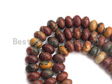 2mm Large Hole Natural Piscasso Jasper Beads, Rondelle Smooth 6x10mm/5x8mm, 8" Long Strands, sku#U716