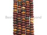 2mm Large Hole Natural Piscasso Jasper Beads, Rondelle Smooth 6x10mm/5x8mm, 8" Long Strands, sku#U716