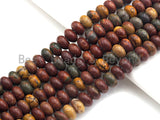 2mm Large Hole Natural Piscasso Jasper Beads, Rondelle Smooth 6x10mm/5x8mm, 8" Long Strands, sku#U716