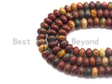 2mm Large Hole Natural Piscasso Jasper Beads, Rondelle Smooth 6x10mm/5x8mm, 8" Long Strands, sku#U716