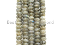 2mm Large Hole Natural Labradorite Beads, Rondelle Smooth 6x10mm/5x8mm, 8" Long Strands, sku#U721
