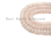 2mm Large Hole Natural Rose Quartz Beads, Rondelle Smooth 6x10mm/5x8mm, 8" Long Strands, sku#U723