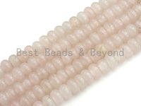 2mm Large Hole Natural Rose Quartz Beads, Rondelle Smooth 6x10mm/5x8mm, 8" Long Strands, sku#U723