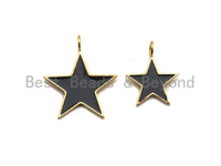 Black White Red Blue Enamel Five Star Pendant with Gold Finish, Enamel Star, Colorful Enamel Star, 15mm/25mm/35mm, sku#FH31 Bestbeads&Beyond