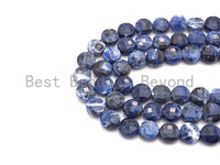 SPECIAL Checkboard Cut Natural Sodalite Coin Button Shape beads, 6mm/8mm Turtle Shell Cut Natural Sodalite Beads, 16" Full strand, Sku#U727