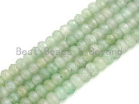 2mm Large Hole Natural Green Aventurine Beads, Rondelle Faceted 6x10mm/5x8mm, 8" Long Strands, sku#U731