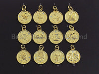 Zodiac Signs On Round Coin Shape Pendant/Charm, Astrology Signs Pendant, tweleve constellations, Sku#Z601