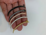 Clear CZ Pave On Black Micro Pave Moon Shape Charm Beads, Cubic Zirconia Pendant,3x49mm, sku#F394C