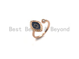 Colorful CZ Micro Pave Evil Eye Ring, Cubic Zirconia Gold/Silver/Rose Gold Ring, Adjustable Ring, Open Ring, 14x20mm,sku#Z789 BestbeadsbeyondUS