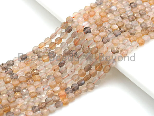 High Quality Natural Mixed Color Moonstone Checkerboard Cut beads, 4mm Turtle Shell Cut Moonstone Beads, 16" Full Strand, sku#U783