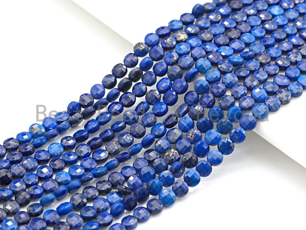 High Quality Natural Lapis Checkerboard Cut Beads, 4mm Lapis Turtle Shell Cut Beads, 16" Full Strand, Sku#U792