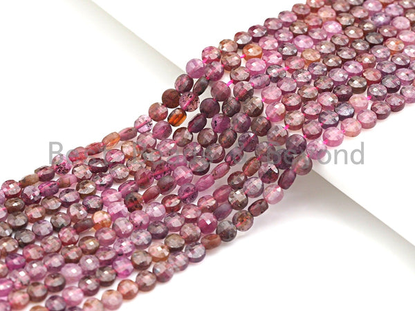 High Quality Natural Ruby Checkerboard Cut Coin Shape beads, 4mm Turtle Shell Cut Ruby Beads, 16" Full strand, sku#U795