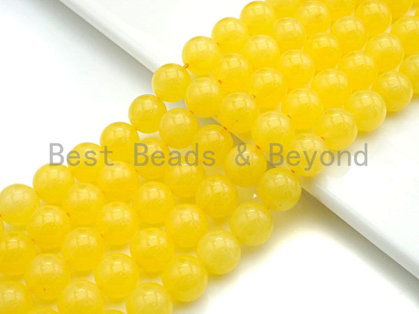 Natural Yellow Jade Round Smooth Beads,  6mm/8mm/10mm/12mm, Yellow Jade, 15.5" Full Strand, sku#U802