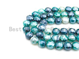 Mystic Plated Turtle Shell Cut Natural Green Agate Coin Shape beads, 6mm/8mm/10mm, Natural Green Agate Beads, 15.5" Full strand, Sku#UA16