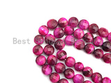 Double Sided Turtle Shell Cut Natural Fuchsia Tiger Eye Coin Shape beads, 6mm/8mm/10mm Tiger Eye Beads, 16" Full strand, Sku#UA19