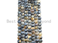 Double Sided Turtle Shell Cut Plated Tiger Eye Coin Shape beads, 6mm/8mm/10mm Gemstone Beads, 15.5" Full strand, Sku#UA25