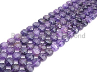 High Quality Natural Checkerboard Amethyst Coin Shape Beads,Turtle Face Cut 10mm Amethyst Coin Beads, 16" Full strand, sku#UA55