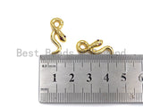 CZ Micro Pave Snake Shape Pendant/Charm, Snakea Cubic Zirconia Pendant, Gold Tone, 9x23mm,Sku#Z796