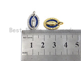 White/Blue Enamel Mary On Oval Shape Pendant, CZ Micro Pave Enamel pendant, Enamel Jewelry, Religous Jewelry, 11x15mm,sku#Z797