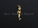 Clear CZ Micro Pave Mermaid Shaped Pendant/Charm, Mermaid Cubic Zirconia Pendant Charm, 6x23mm,sku#Z803 Bestbeads&Beyond