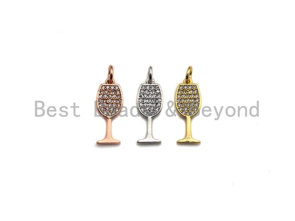 CZ Micro Pave Goblet Shape Pendant/Focal, Cubic Zirconia Paved Charm, Necklace Bracelet Charm Pendant, 7x19mm,sku#Z821