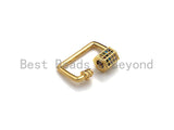 Colorful CZ Micro pave Rectangle Shape Clasp, CZ Pave Clasp, 24K Gold Carabiner Clasp, 15x20mm, sku#H192