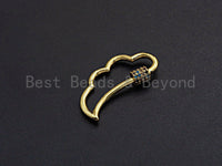 Colorful CZ Micro pave Angel Wing Shape Clasp, CZ Pave Clasp, 24K Gold Carabiner Clasp, 14x30mm, sku#H194