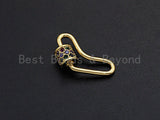 Colorful CZ Micro pave Heart Shape Clasp, CZ Pave Clasp, Gold Heart Carabiner Clasp, 13x25mm, sku#H197