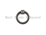 Engraved Round Ring Shape Clasp, CZ Pave Clasp, Gold/Silver/Rose Gold/Gunmetal Color Carabiner Clasp, 22.8mm, sku#H209