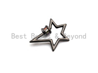 Baguette CZ Micro pave Star Shape Clasp, CZ Pave Clasp, Gold/Silver/Rose Gold/Gunmetal Carabiner Clasp, 20x27mm, sku#H213
