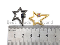 Baguette CZ Micro pave Star Shape Clasp, CZ Pave Clasp, Gold/Silver/Rose Gold/Gunmetal Carabiner Clasp, 20x27mm, sku#H213
