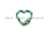 Colorful Enamel Pave Heart Shape Clasp, Gold Carabiner Heart Clasp, 29mm, sku#H214