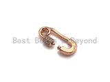 Clear CZ Micro pave Safety Pin Lock Clasp, CZ Pave Pin Lock Clasp, Black/Rose Gold/Gold Carabiner Clasp, 15x30mm, sku#H222