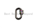 NEW Colorful Enamel Oval Shape Clasp, CZ Pave Clasp, Gold/Silver/Rose Gold/Gunmetal Carabiner Clasp, 15x22mm, sku#H230 BestbeadsbeyondUS